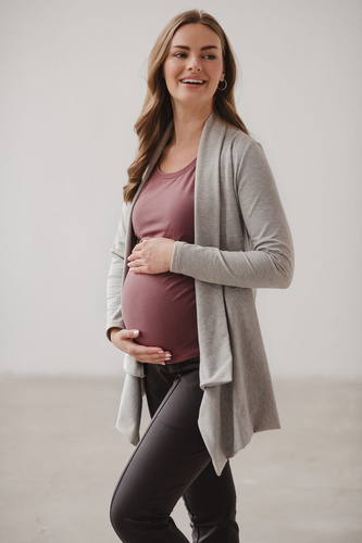 Mama Wrap Kardigan ciążowy Milk&Love jasny szary melanż