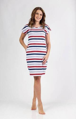 146 Koszula nocna Regina - szary-bordowy