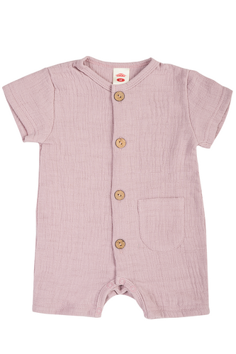 02252RP "Bamboo Muslin Pink" Rampers niemowlęcy Makoma