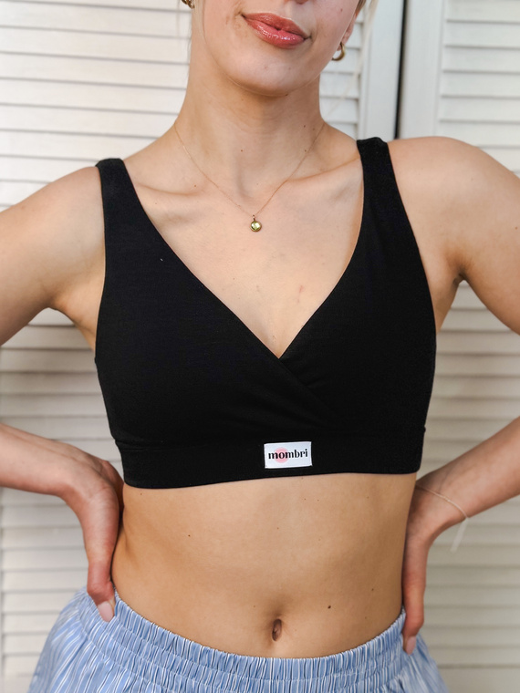 Mombri Klasyk Milk&Love nieprzemakalny biustonosz do karmienia czarny