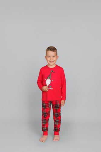 Piżama dziecięca Narwik talian Fashion- czerwony/druk 