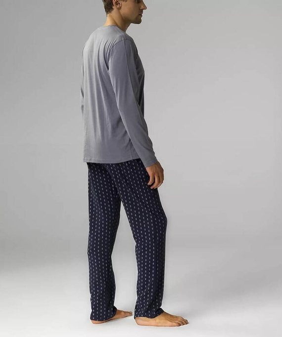 NMP-373 Piżama męska długi rękaw, Atlantic- szary granatowy