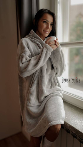 Forio Kocobluza z kapturem unisex Italian Fashion - szary