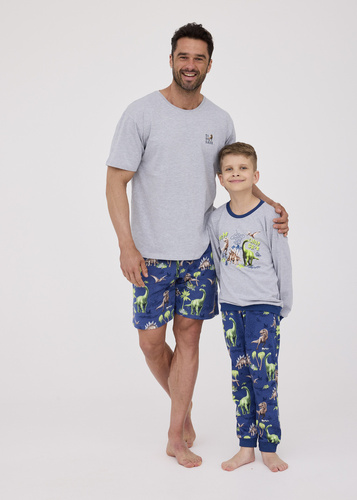 966/163 Dinosaur Piżama chłopięca Cornette niebieski