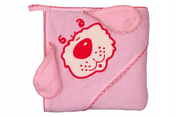 Niemowlęce okrycie kąpielowe "Piesek" Terjan - Różowy