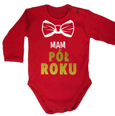 "MAM PÓŁ ROKU" Moocha Body długi rękaw czerwony