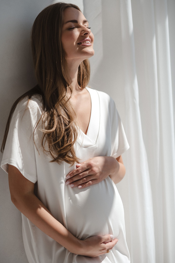 Moon Koszula nocna ciążowa i do karmienia Milk&Love– śmietankowa wiskoza, oversize | Polska jakość