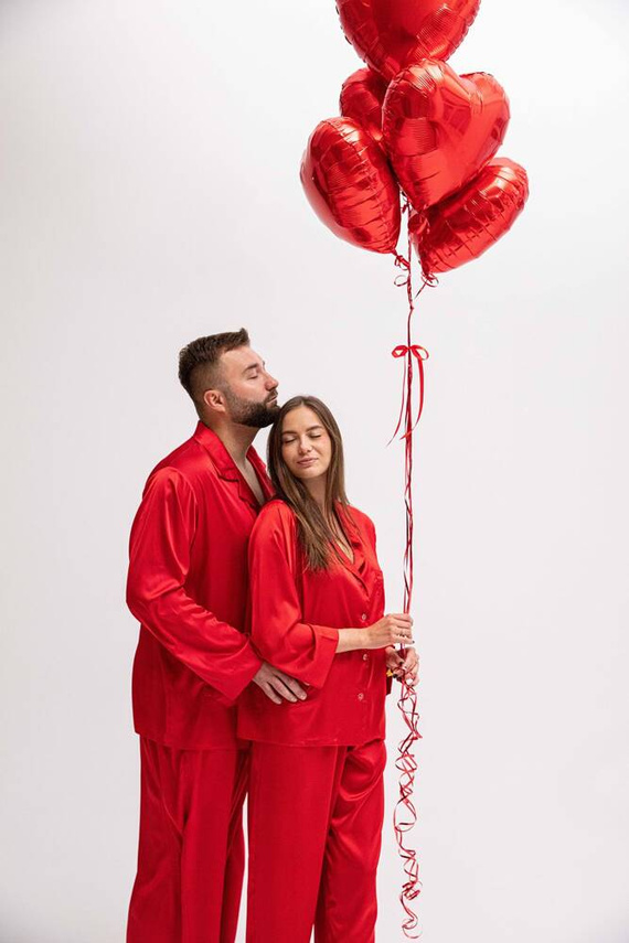 Amina satynowy komplet damski DKaren - czerwony