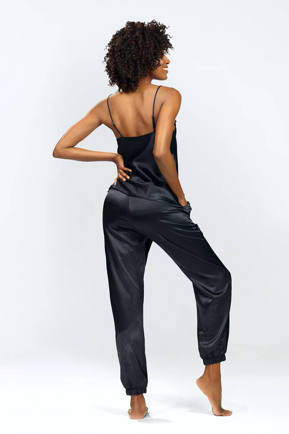 Day Komplet Satynowy Piżama damska DKaren - czarny