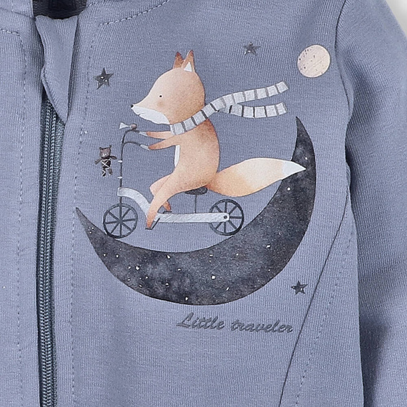 ABN-4632 Space Tour Bluza dresowa z kapturem z bawełny organicznej Nini niebieski