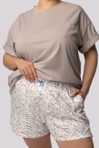 Joy shortsleeve Piżama damska Mona palm beige