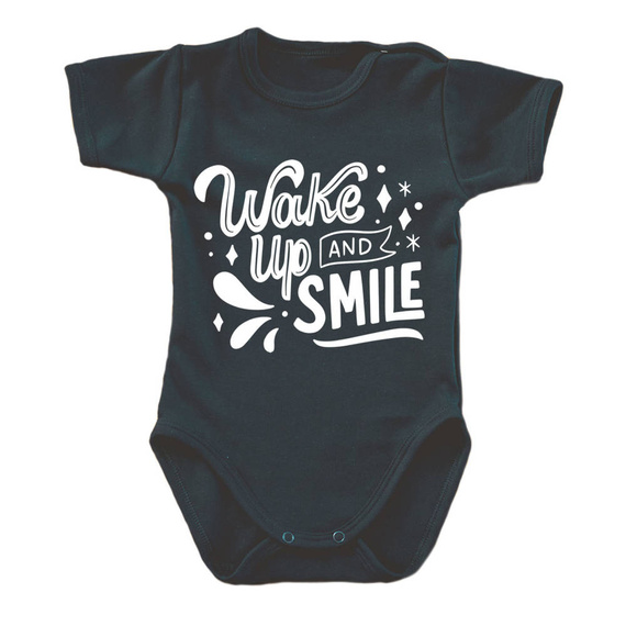 "WAKE UP AND SMILE" Moocha Body krótki rękaw czarny  