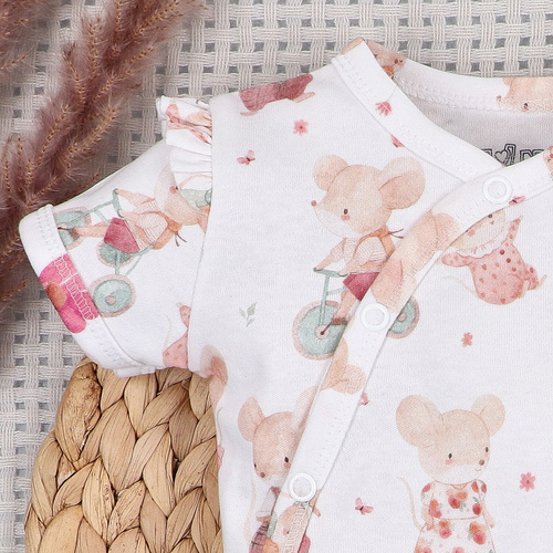 ABN-5683 Body niemowlęce Nini Małe Myszki organiczna bawełna kopertowe krótki rękaw