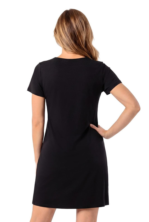 Koszula Nocna Damaris Donna Wiskozowa Koronkowa Elegancka z Dekoltem V czarny