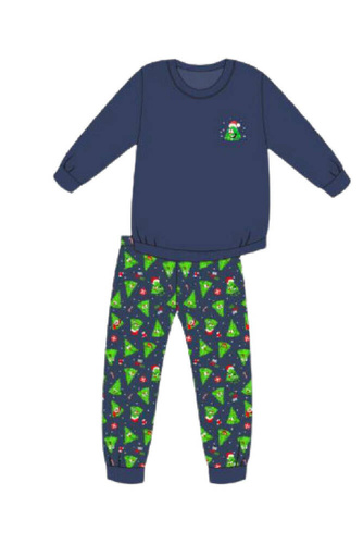 966/167 Christmas Tree Piżama chłopięca Cornette granatowy