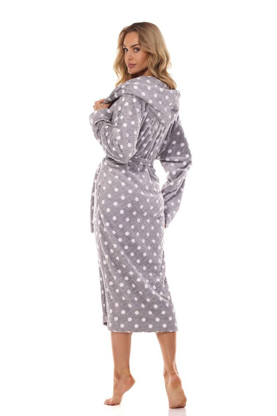 2406 Dots Long Szlafrok damski długi L&L grafitowy
