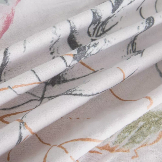 31505/1 Pościel flanelowa liście Darymex biały