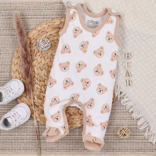 ABN-5355 Sweet Bears Śpiochy z bawełny organicznej Nini beżowy