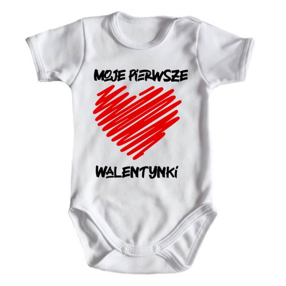 "Moje pierwsze Walentynki" Moocha body krótki rękaw czarny