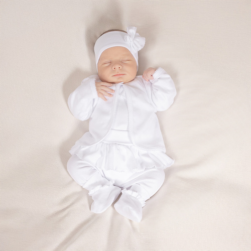 Komplet chrzcielny 5-częściowy nadruk 169061 Nicol - biały