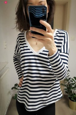 Two Ways Milk&Love bluzka ciążowa i do karmienia granatowo-białe paski