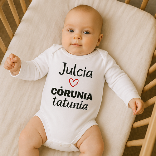 Body długi rękaw " Córunia tatunia z imieniem" Moocha biały