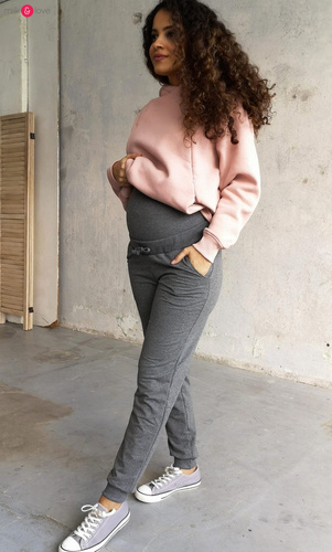 Spodnie Milk&Love dresowe ciążowe ciemny szary melanż