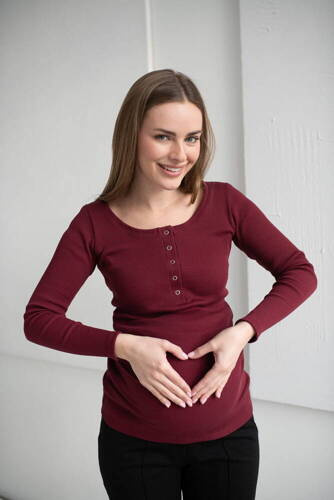 Tummy Bluzka ciążowa i do karmienia Milk&Love bordowy