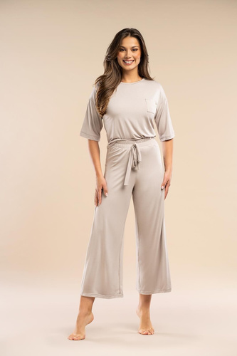 Piżama damska MK34 Only You beżowa Belle Reverie – wiskoza, krótki rękaw, lekka i zmysłowa