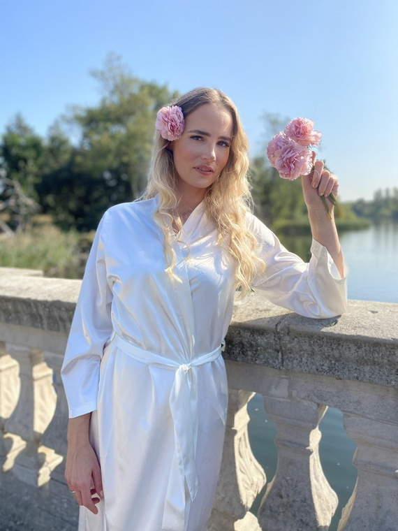 798 Classic szlafrok damski Forex - perłowy