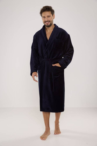 803 / 819 Twin Frotte szlafrok męski Forex - cały granatowy (dark blue)