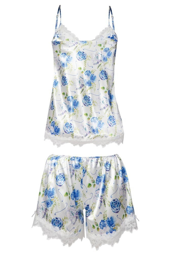 Flowers Komplet piżama damska DKaren DK-KV -granatowy 001