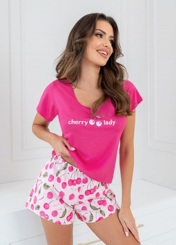 Cherry Short Piżama damska Donna - fuksja