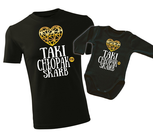 "SKARBY" Moocha Komplet dla taty i syna koszulka + body