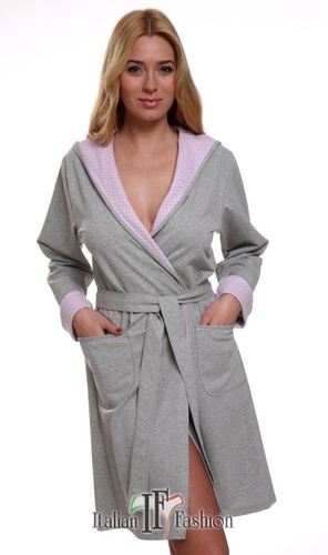 Szlafrok Damski Komfort Italian Fashion- melanż/róż