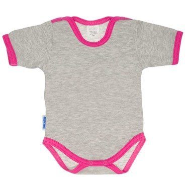 Body szare krótki rękaw Martex różowa lamówka