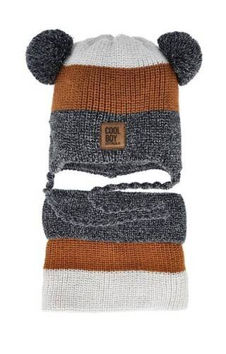 48-334 Komplet czapka+golf AJS brązowy