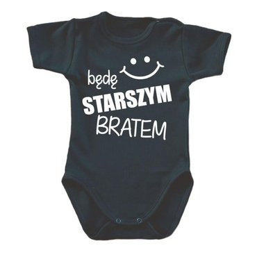 "Będę STARSZYM bratem v2"  Moocha body krótki rękaw czarny