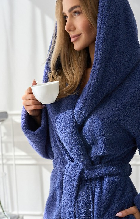 2555 Heaven Szlafrok damski L&L z kapturem navy – komfort i styl