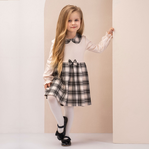 Sukienka 163667 "Magia Świąt" Nicol - kratka: czarny, beżowy