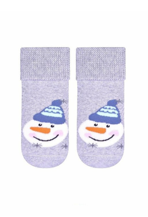 Art.156 Skarpety dziecięce Świąteczne Frotte Steven szary jasny melanż/renifer 002