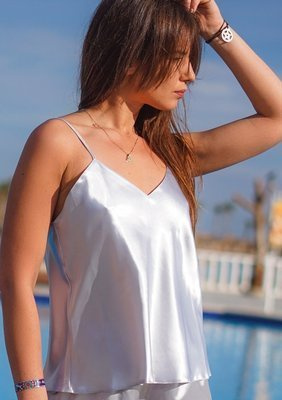 Karen Satynowy top damski DKaren - srebrny