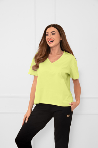 Klara – bluzka damska z krótkim rękawem | Italian Fashion limonkowy