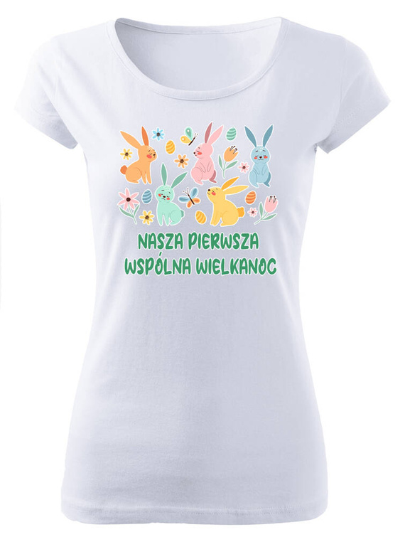 "Nasza pierwsza wspólna Wielkanoc" Moocha koszulka damska biały 