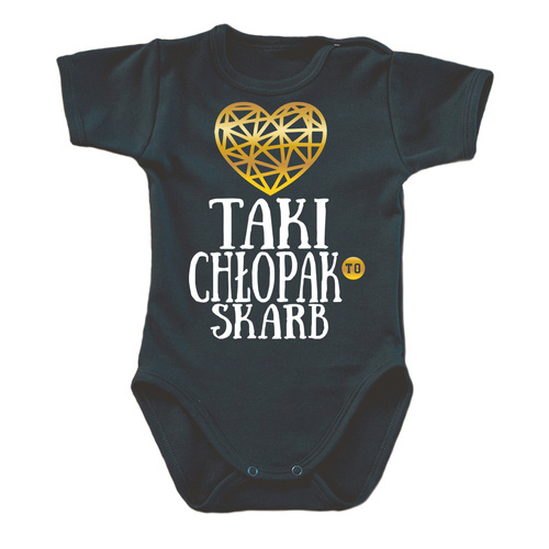 "TAKI CHŁOPAK TO SKARB" Moocha Body krótkie rękaw czarny