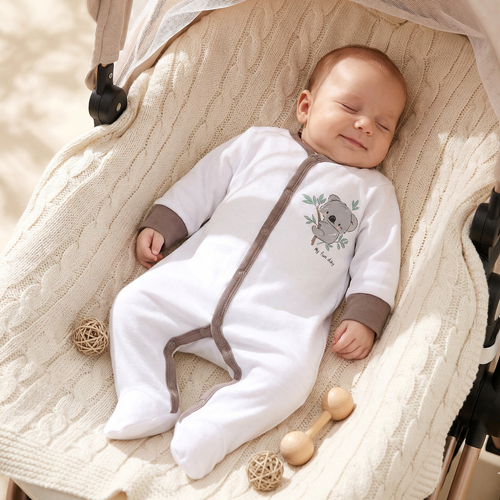 ABN-5207/BIA Sweets Koala Pajacyk z bawełny organicznej Nini biały