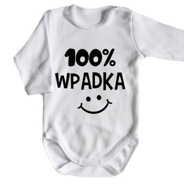 "100% WPADKA" Moocha body długi rękaw biały