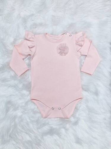 Rozalia Bambarillo Body z długim rękawem pudrowy róż