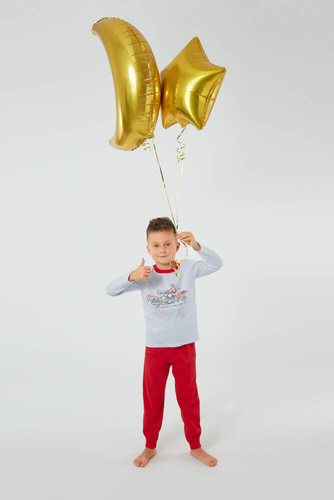 Junak Italian Fashion Piżama dla chłopca, długi rękaw i spodnie - j.melanż/czerwony