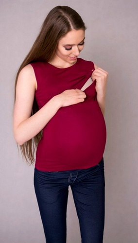 008 Bluzka ciążowa i do karmienia bez rękawków MIRACLE- bordowa